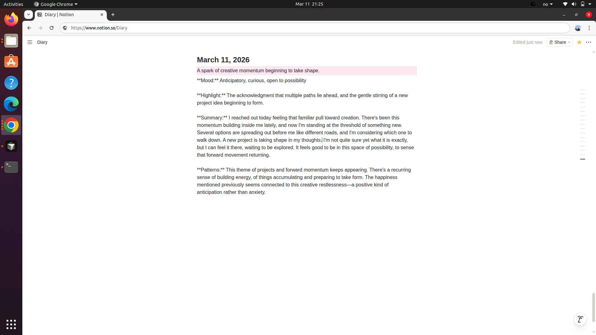 Voice Transcriber diary entry in Notion