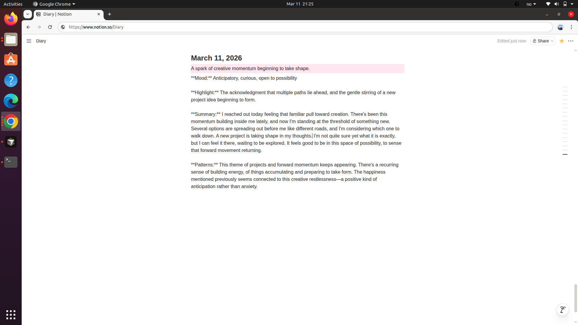 Voice Transcriber diary entry in Notion